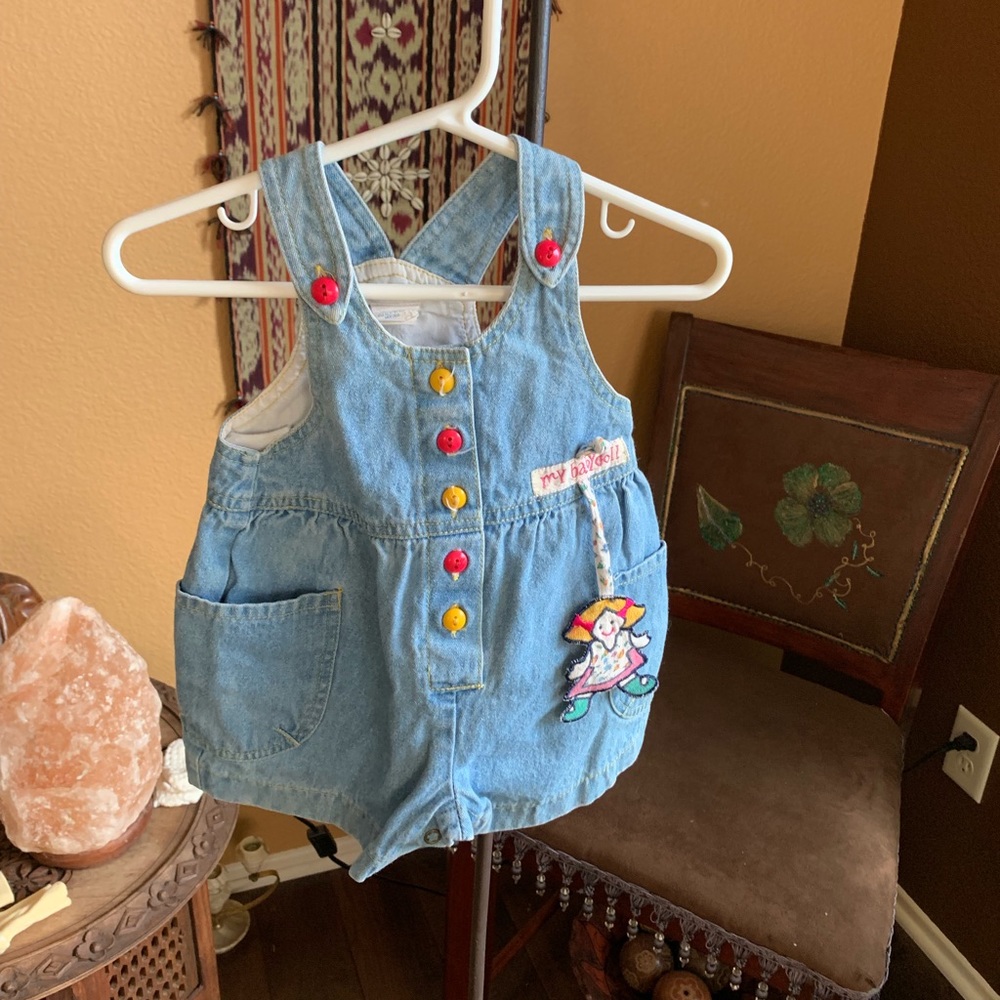 COPY - VTG cute baby doll short romper.  Doll attached